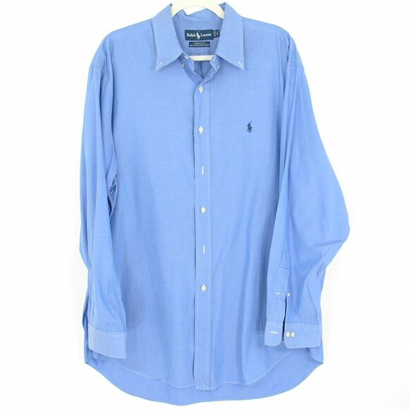 Ralph Lauren Yarsmouth Blue Long Sleeve Button Shirt Men's 17 Neck 34/35 Sleeve - Picture 3 of 4
